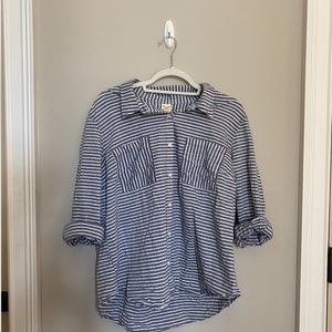 Striped Button Down Shirt with Front Pockets